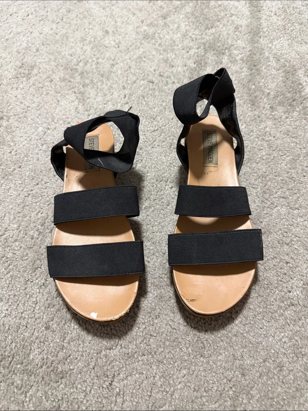 Steve Madden Black Strappy Ankle-Tie Sandals